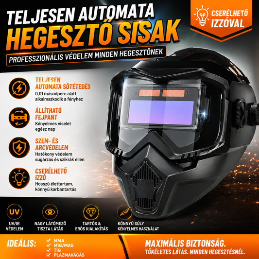 🔥😎Teljesen automatikus hegesztősisak cserélhető lámpával, fejre szerelhető, védőálarc hegesztőknek