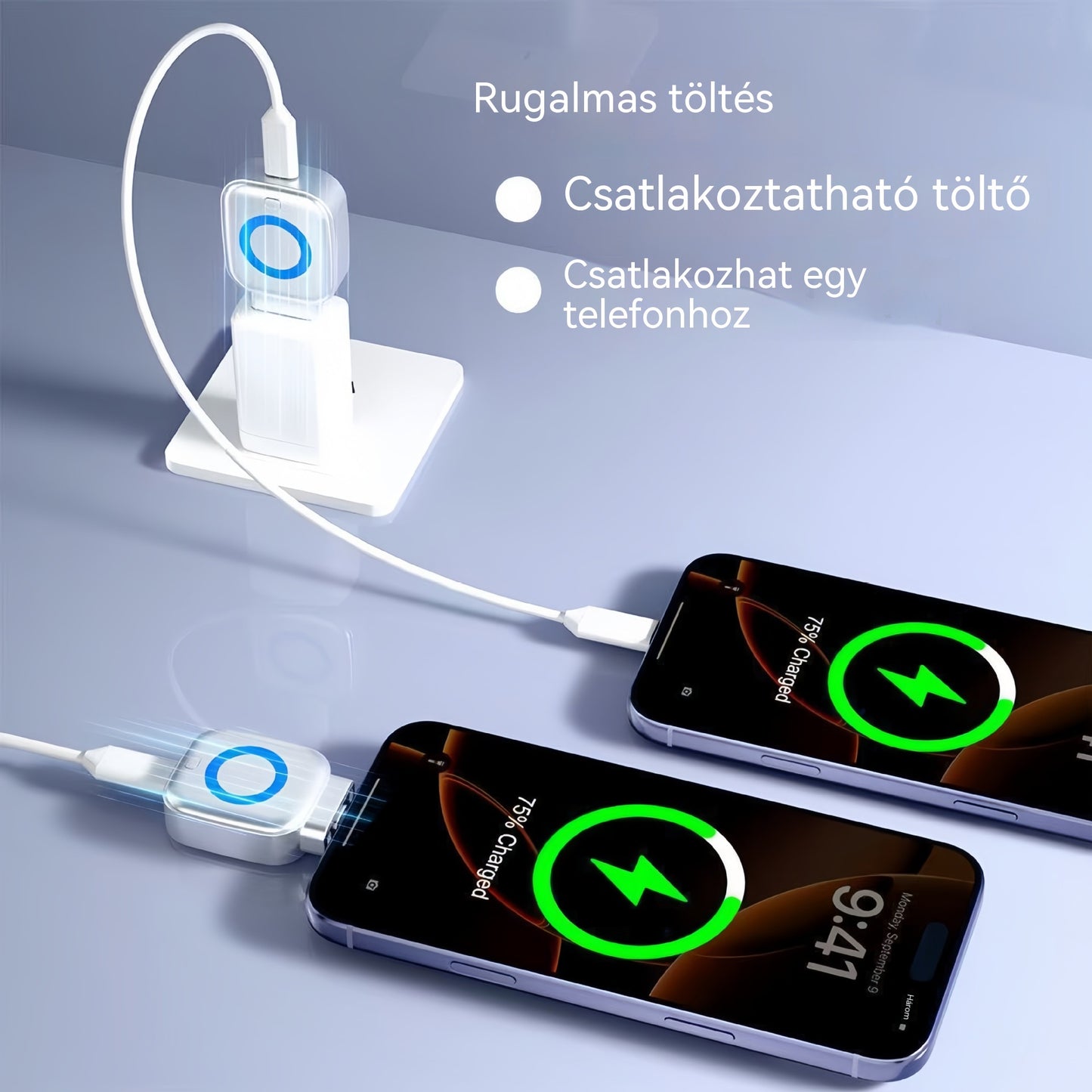 📳📳X01 140 W-os intelligens töltőleválasztó gyorstöltéssel: automatikus kikapcsolás, akkumulátorvédelem és biztonságos éjszakai töltés, C típusú.