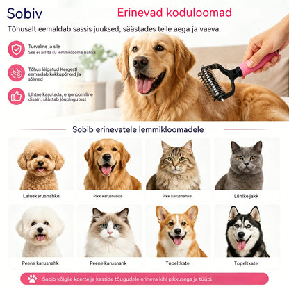 🐱🐕🐈 3-ühes multifunktsionaalne kamm lemmikloomade karvade lahtiharutamiseks, kamm koerte ja kasside karvade eemaldamiseks.