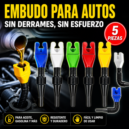 🔥【5 piezas】🚗Herramienta para repostar y verter combustible en el coche, embudo manos libres🔥
