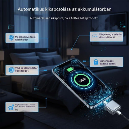 📳📳X01 140 W-os intelligens töltőleválasztó gyorstöltéssel: automatikus kikapcsolás, akkumulátorvédelem és biztonságos éjszakai töltés, C típusú.