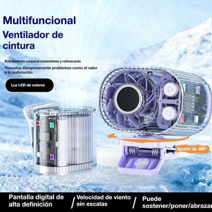 🌀Ventilador multifuncional de alta velocidad que se coloca en la cintura para una sensación de enfriamiento y frescura instantánea en todo el cuerpo, con pantalla LED.