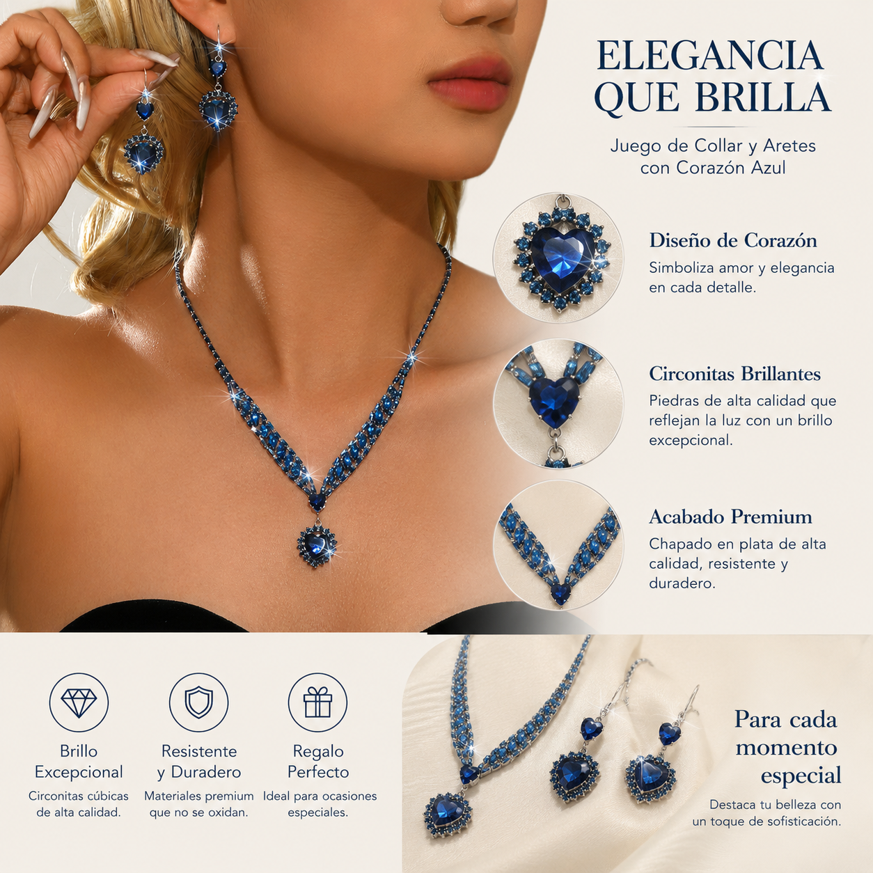 💎 ✨ Conjunto de collar y pendientes de circonita brillante: elegancia atemporal, un regalo perfecto, ideal para bodas, fiestas o como accesorios de lujo para el día a día 💍