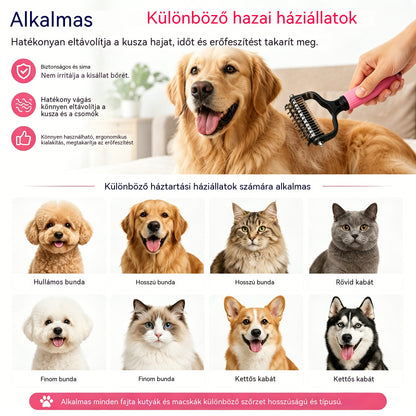 🐱🐕🐈 3 az 1-ben multifunkcionális fésű állatszőr kigubancolására, fésű kutyák és macskák szőrének eltávolítására.