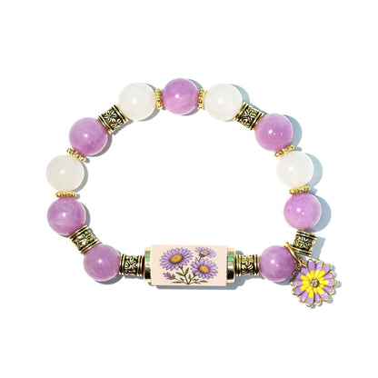 🔥【Kupite 1, dobite 1 gratis】🎁✨Decembrska rojstnodnevna zapestnica z obeskom iz zlitine z vrtnico in kapljico olja ter zapestnico s kalcedonom🌸