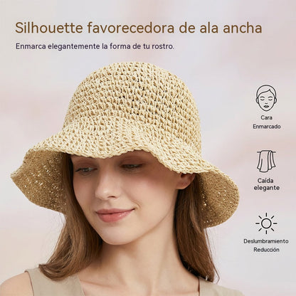 ☀️🎀Elegante sombrero francés con lazo: protección solar y sombra.