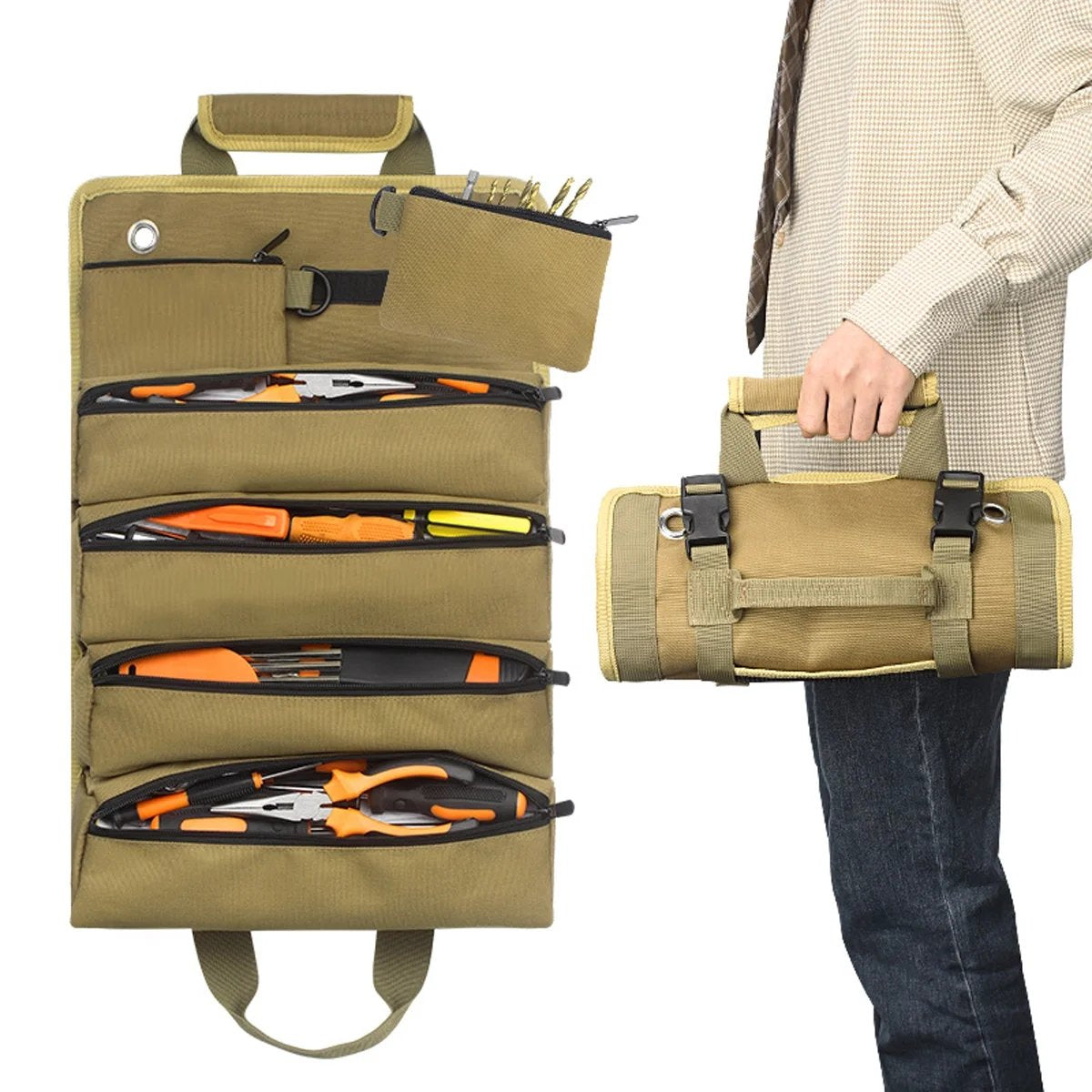 🎁 Promoción Hot Sale: 49% de descuento 🔥 Bolsa enrollable premium para herramientas 🛠️