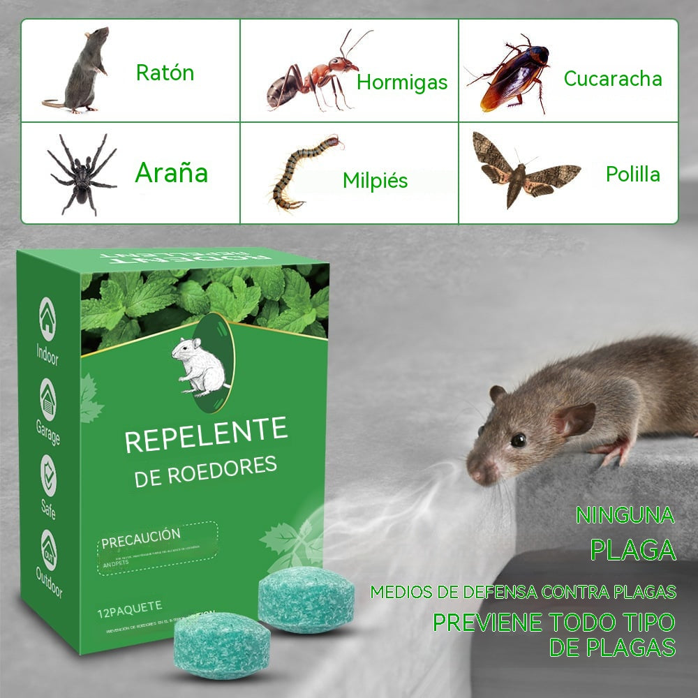 🔥🐭Repelente para roedores (paquete de 12) – Bolas repelentes para ratones con aceite de menta y limón – Repelente contra ratones, ardillas, ratas, arañas y otras plagas – Para uso en interiores y exteriores