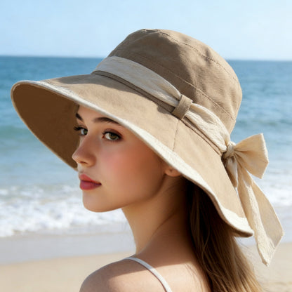 🌞📢 ¡50% de descuento! 👒 Sombrero de sol de ala ancha con lazo para mujer: ligero, transpirable y con protección UV 🌸