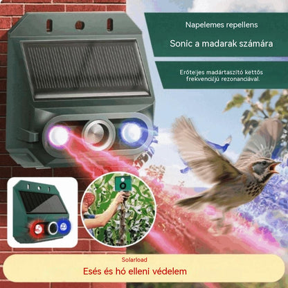 🔥🔥Kültéri ultrahangos napelemes állatriasztó: Elriasztja a madarakat és az állatokat.
