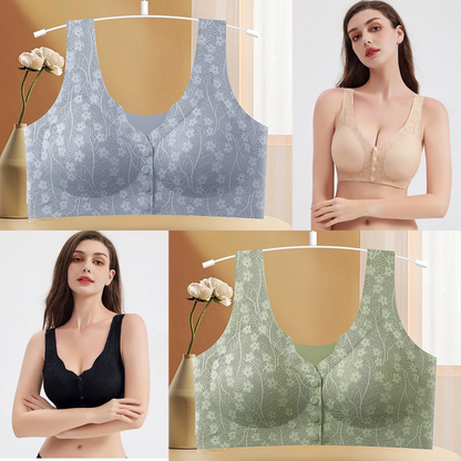 😍【Compra 1 y llévate 1 gratis】❤️【40-100 kg】2026 Nuevo sujetador de cierre frontal sin aros para mujer, tirantes sin costuras, push-up y antiflacidez