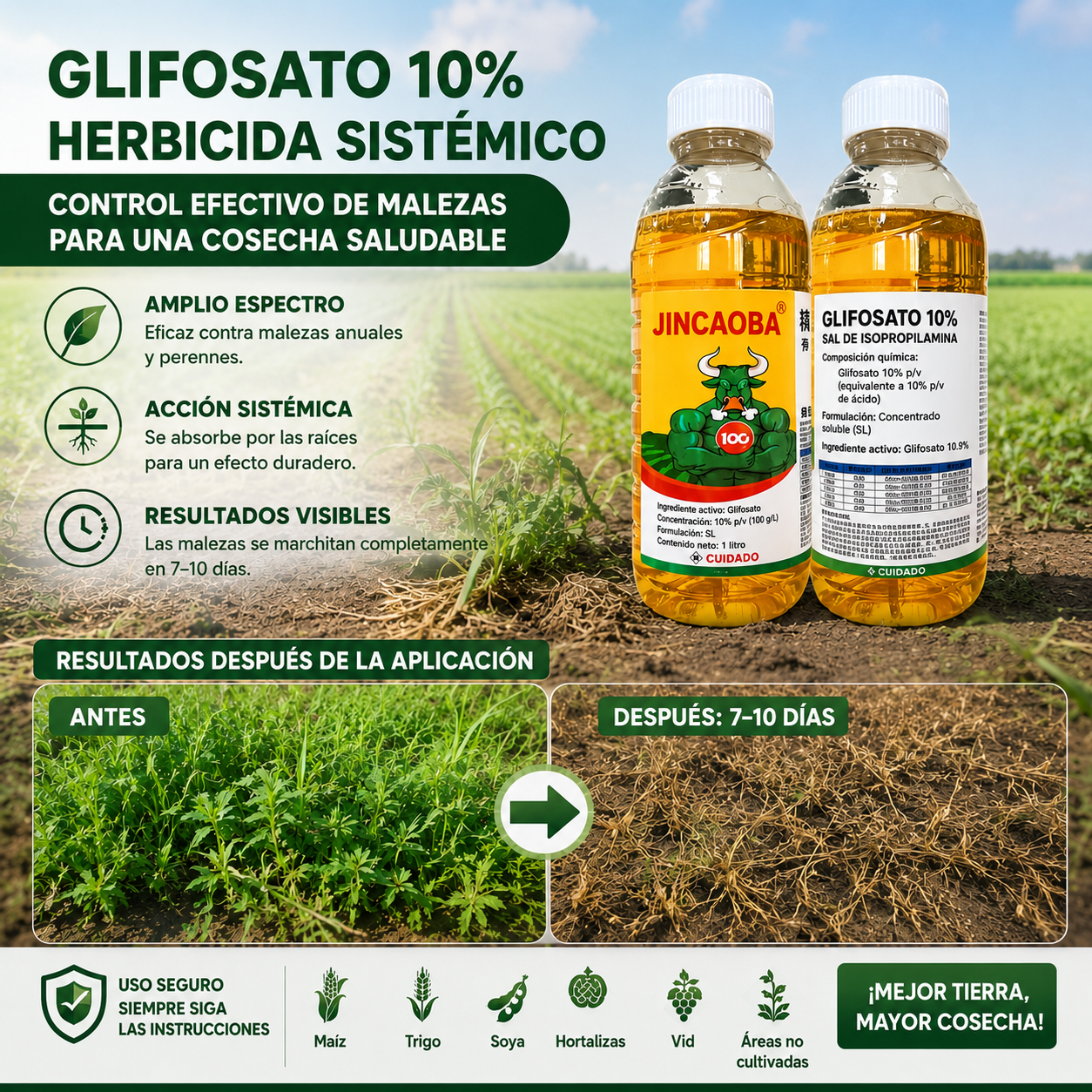 ✅ Herbicida y agente preventivo de la pudrición de raíces 👉【100 ml de líquido se diluyen en 15–20 l de agua】💡
