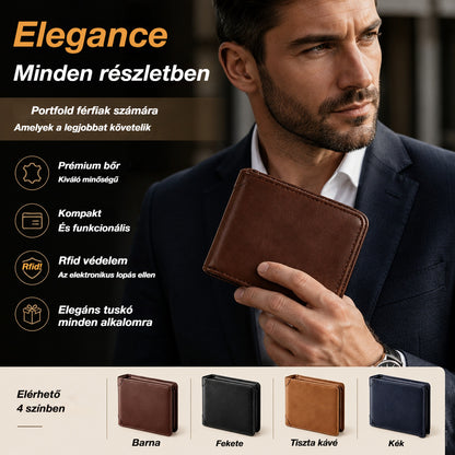 👝✨ Új férfi pénztárca valódi bőrből, lopásgátlóval