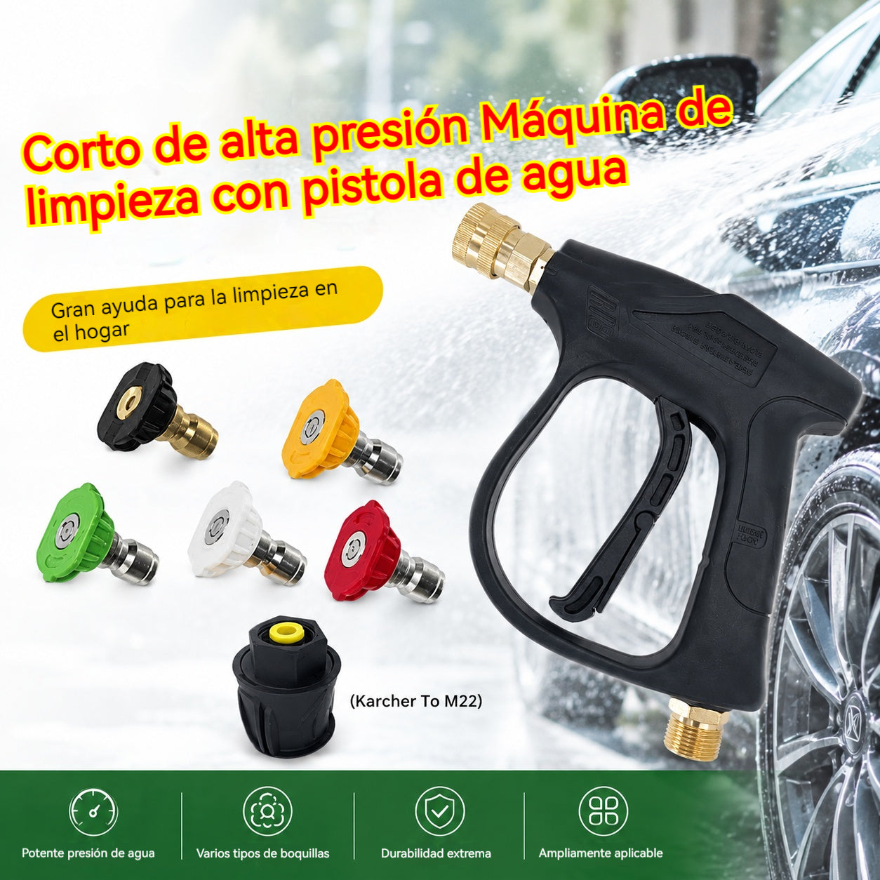 🚗💦Conector rápido de aluminio para pistola de agua a presión compacta de un cuarto de pulgada