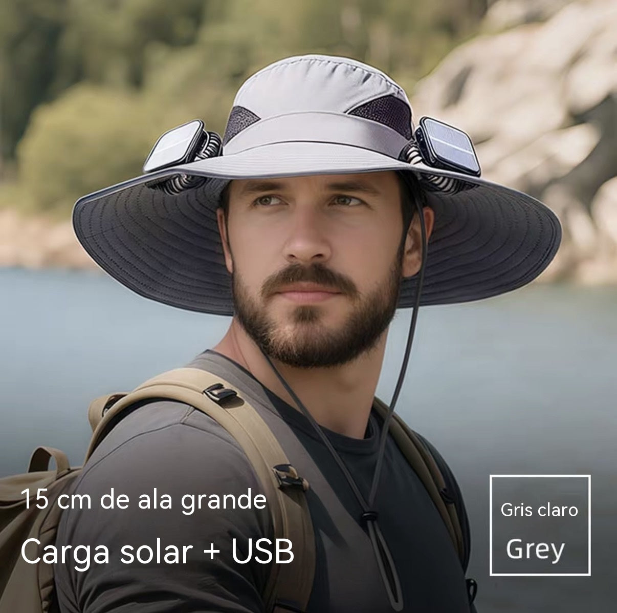 🍃Sombrero para exteriores de larga duración con doble ventilador y alimentación dual (solar y USB)