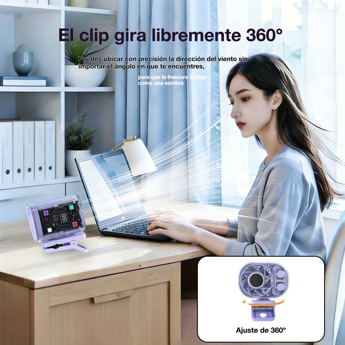 🌀Ventilador multifuncional de alta velocidad que se coloca en la cintura para una sensación de enfriamiento y frescura instantánea en todo el cuerpo, con pantalla LED.