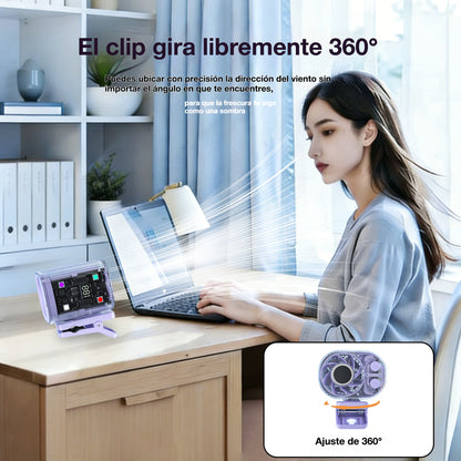 🌀Ventilador multifuncional de alta velocidad que se coloca en la cintura para una sensación de enfriamiento y frescura instantánea en todo el cuerpo, con pantalla LED.