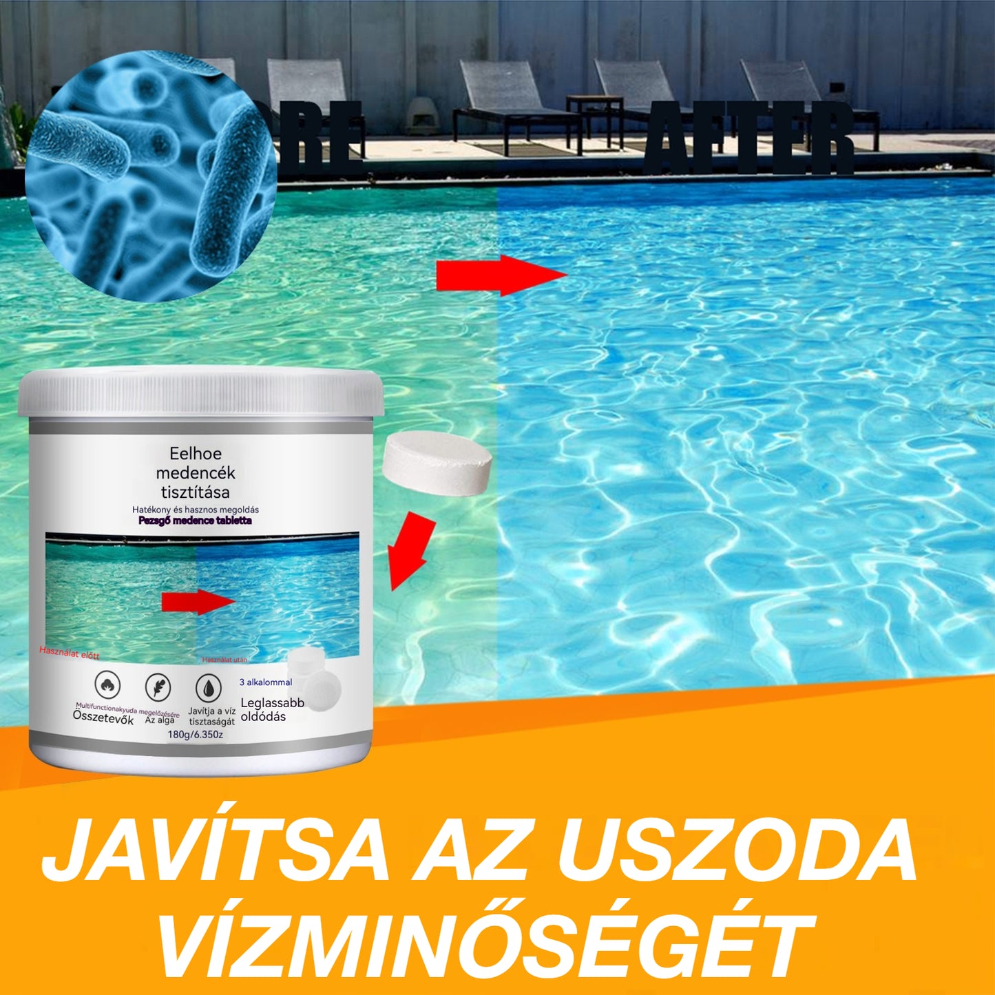 🔥Vásároljon 1-et, és kapjon 2-t ingyen (2 üveg) pezsgőtabletta medencetisztítóhoz