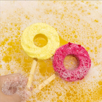 2 PIEZAS🍭Bolas de baño reutilizables con forma de piruleta, coloridas bolas de burbujas para un baño divertido🍭