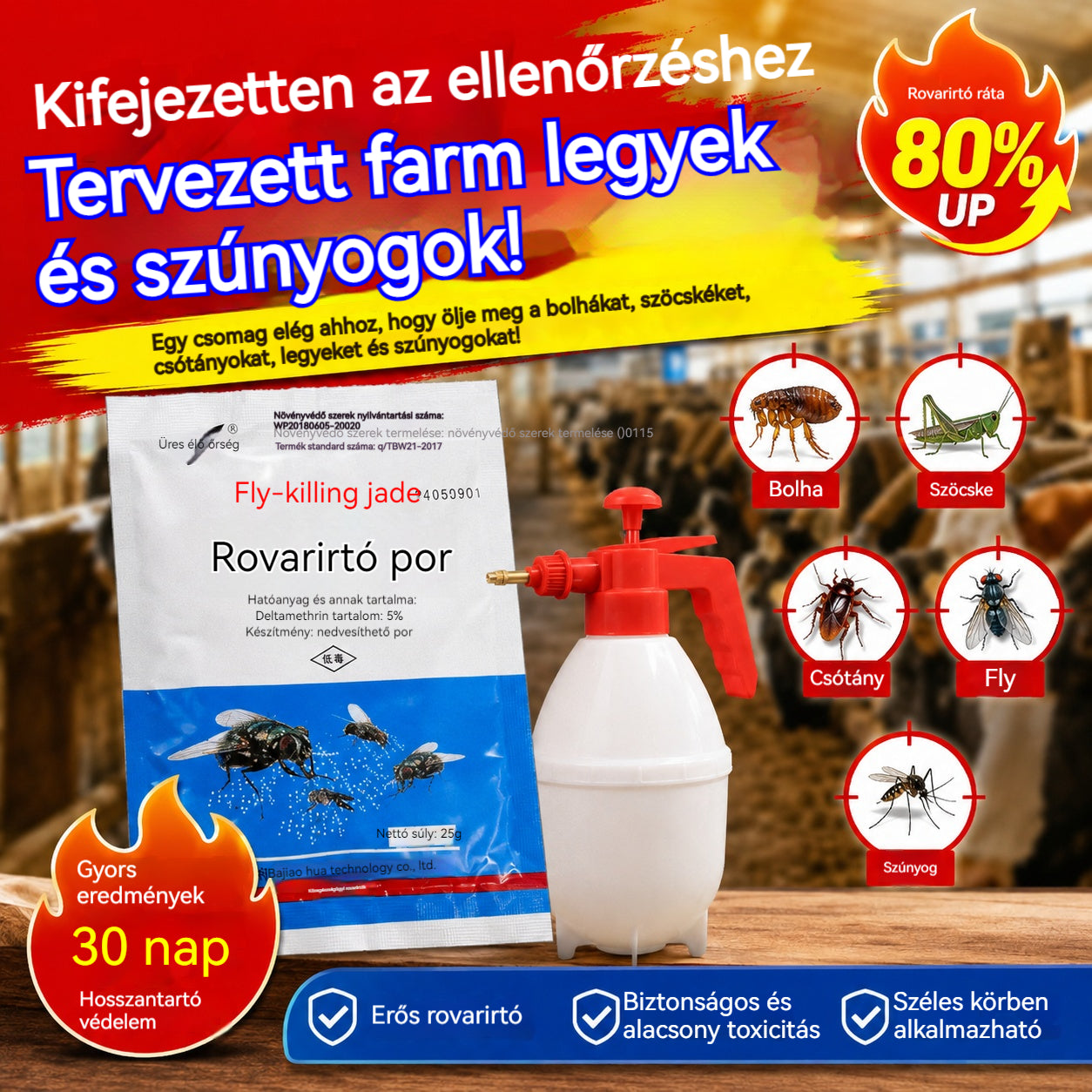 【Vásároljon 10-et, kap 10-et ingyen】🦟Kifejezetten szúnyogok és legyek irtására tervezték a farmokon, egy csomag elpusztítja a bolhákat/szöcskéket/csótányokat/legyeket/szúnyogokat!