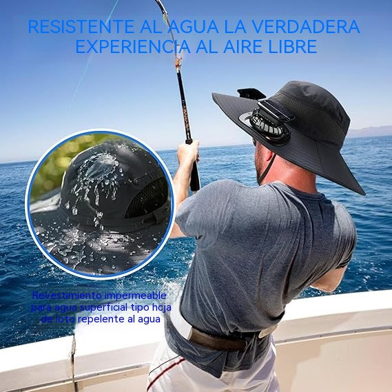 🍃Sombrero para exteriores de larga duración con doble ventilador y alimentación dual (solar y USB)