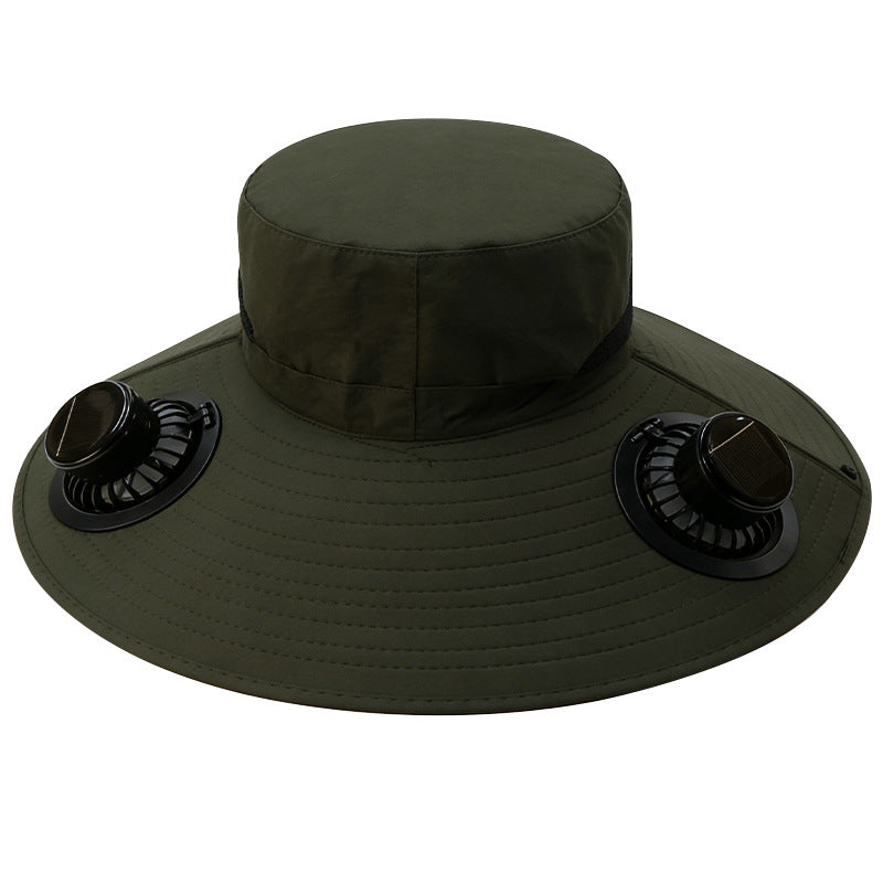 🧢 ¡Oferta por tiempo limitado: 40% de descuento! ☀️ Sombrero de pescador unisex con energía solar, protección solar y ventilador – UPF 50+, transpirable, correa ajustable, fácil de llevar ✨