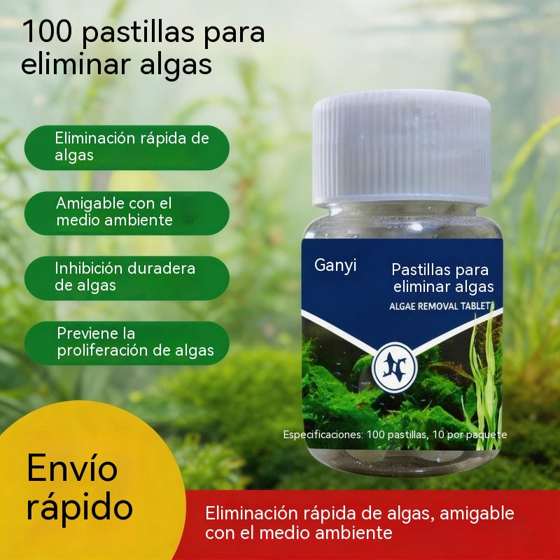 🔥【5 frascos - 500 tabletas】🐠🌿 Tabletas para el control de algas en acuarios: adecuadas para agua verde, algas negras, algas marrones, musgo y algas verdes.