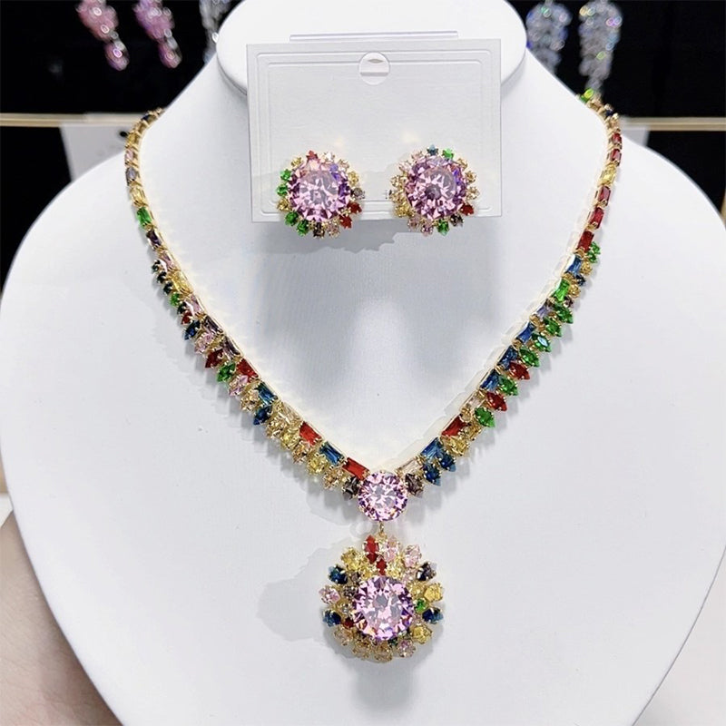 💎 ✨ Csillogó cirkónia nyaklánc és fülbevaló szett: időtlen elegancia, tökéletes ajándék, ideális esküvőkre, partikra, vagy mindennapi luxuskiegészítőként 💍