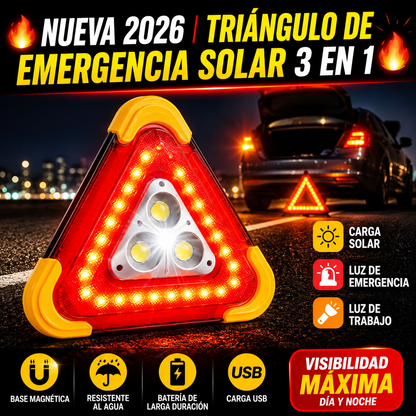 🔥Nuevo producto 2026🔥 Luz de advertencia triangular solar de emergencia tres en uno