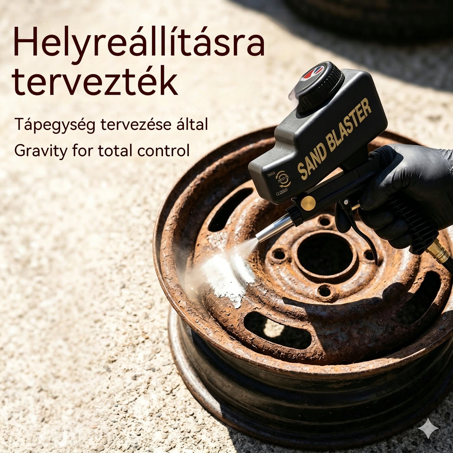 🔫✨ Hordozható gravitációs homokszóró pisztoly – rozsda eltávolításához, maratáshoz és sorjátlanításhoz