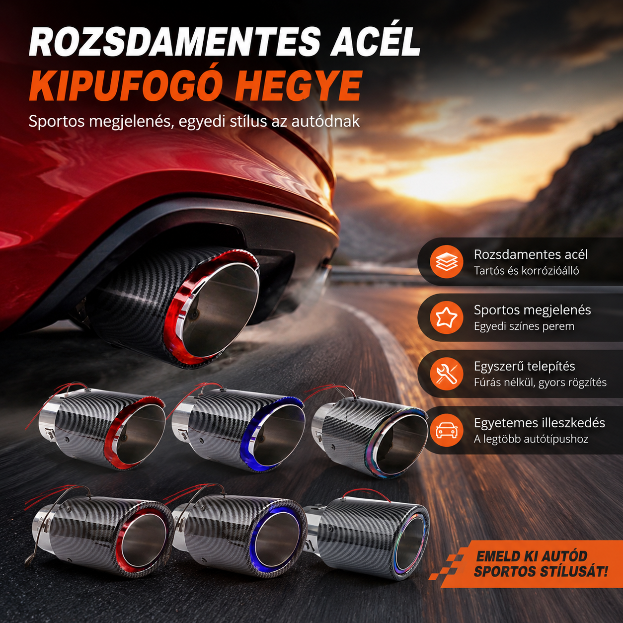 🚗🚗Karbonszálas kipufogócső LED-del.