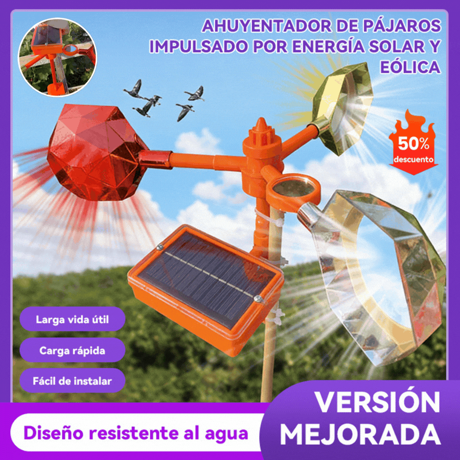 🐦🦉【NUEVO】Nuevo ahuyentador de pájaros con voz ajustable, alimentado por energía solar y eólica, mejorado