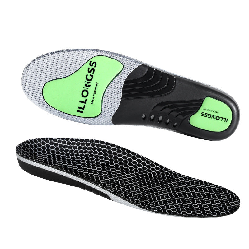 Plantillas deportivas profesionales con soporte para el arco del pie y absorción de impactos.