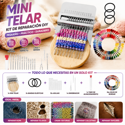 🔥🧵🧩Mini telar DIY Kit de herramientas para reparación de telas