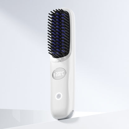 Cepillo alisador de pelo inalámbrico con pantalla LED