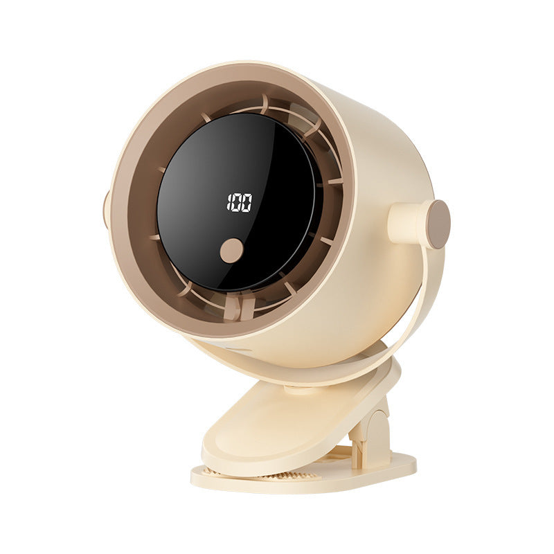 🌀 Ventilador manos libres con pantalla LED, clip integrado y 100 niveles de ajuste