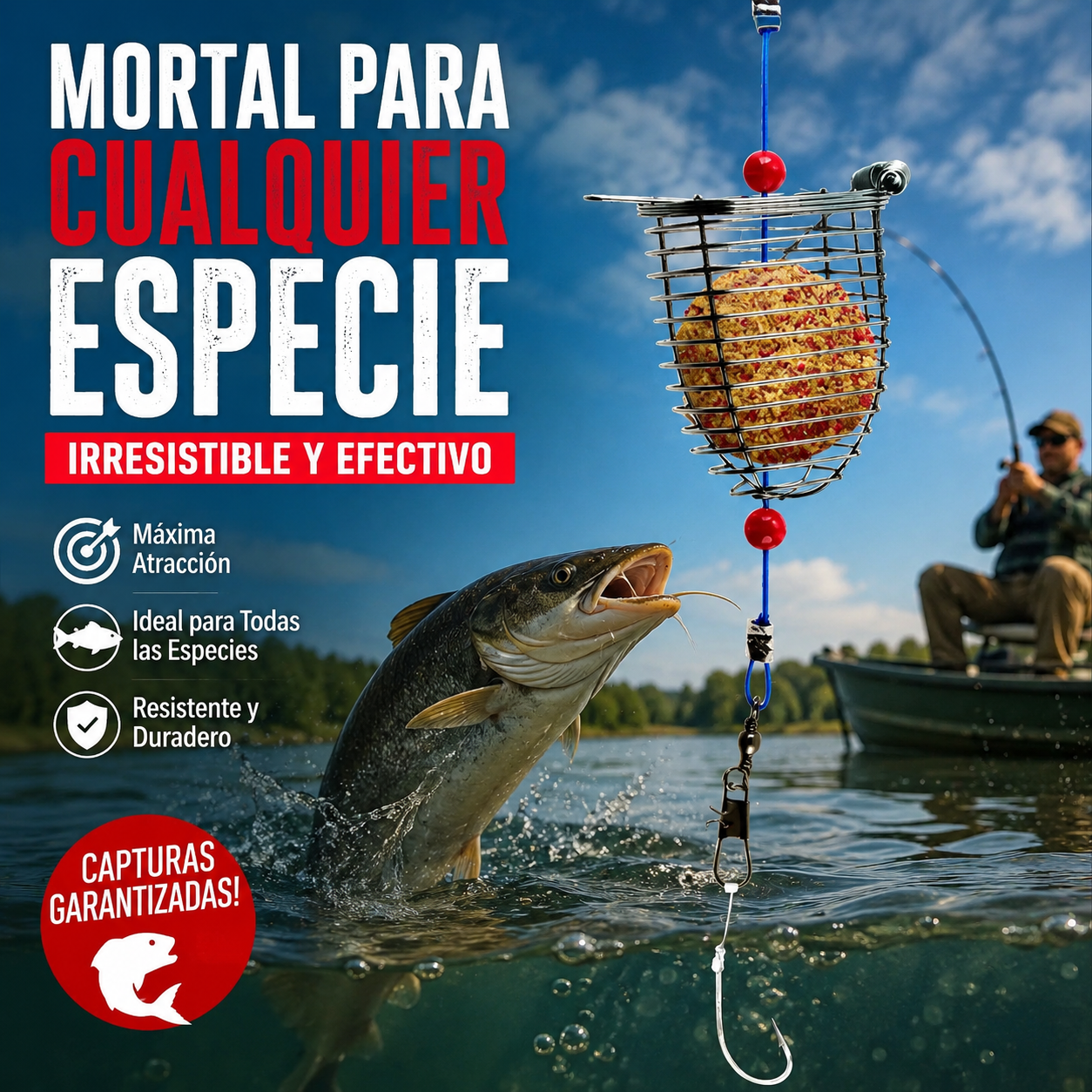 🎣🎣Jaula de pesca de acero inoxidable con cesta para cebo, soporte para comederos y accesorios de pesca.