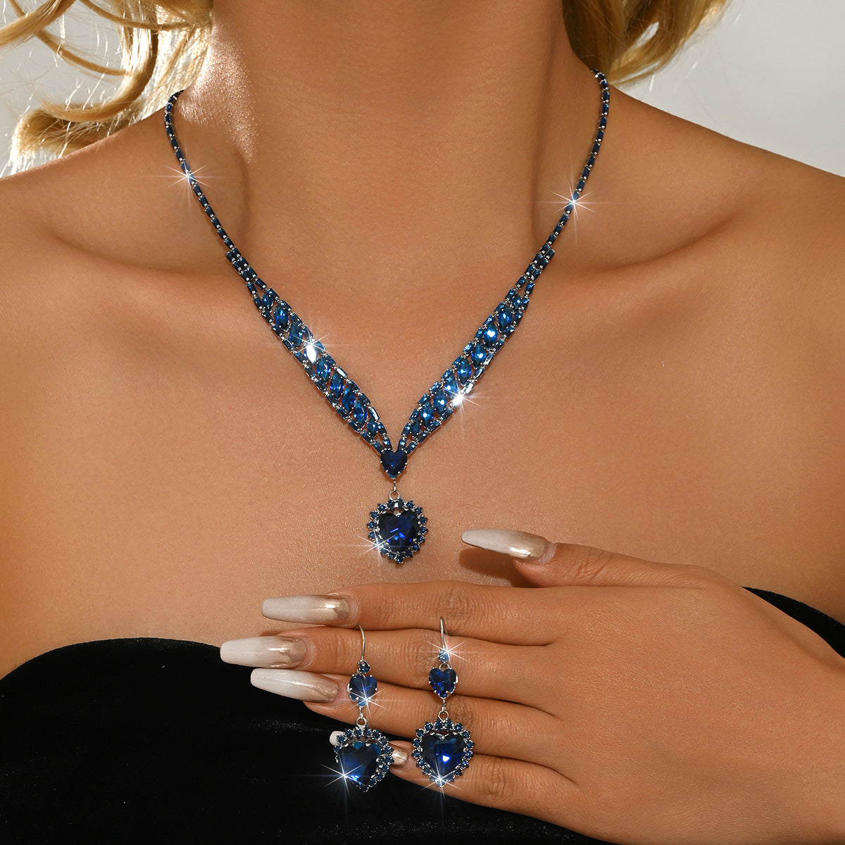 💎 ✨ Conjunto de collar y pendientes de circonita brillante: elegancia atemporal, un regalo perfecto, ideal para bodas, fiestas o como accesorios de lujo para el día a día 💍