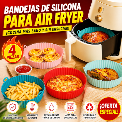 🔥【Juego de 4 piezas】🎁Bandeja de silicona para freidora de aire🍟