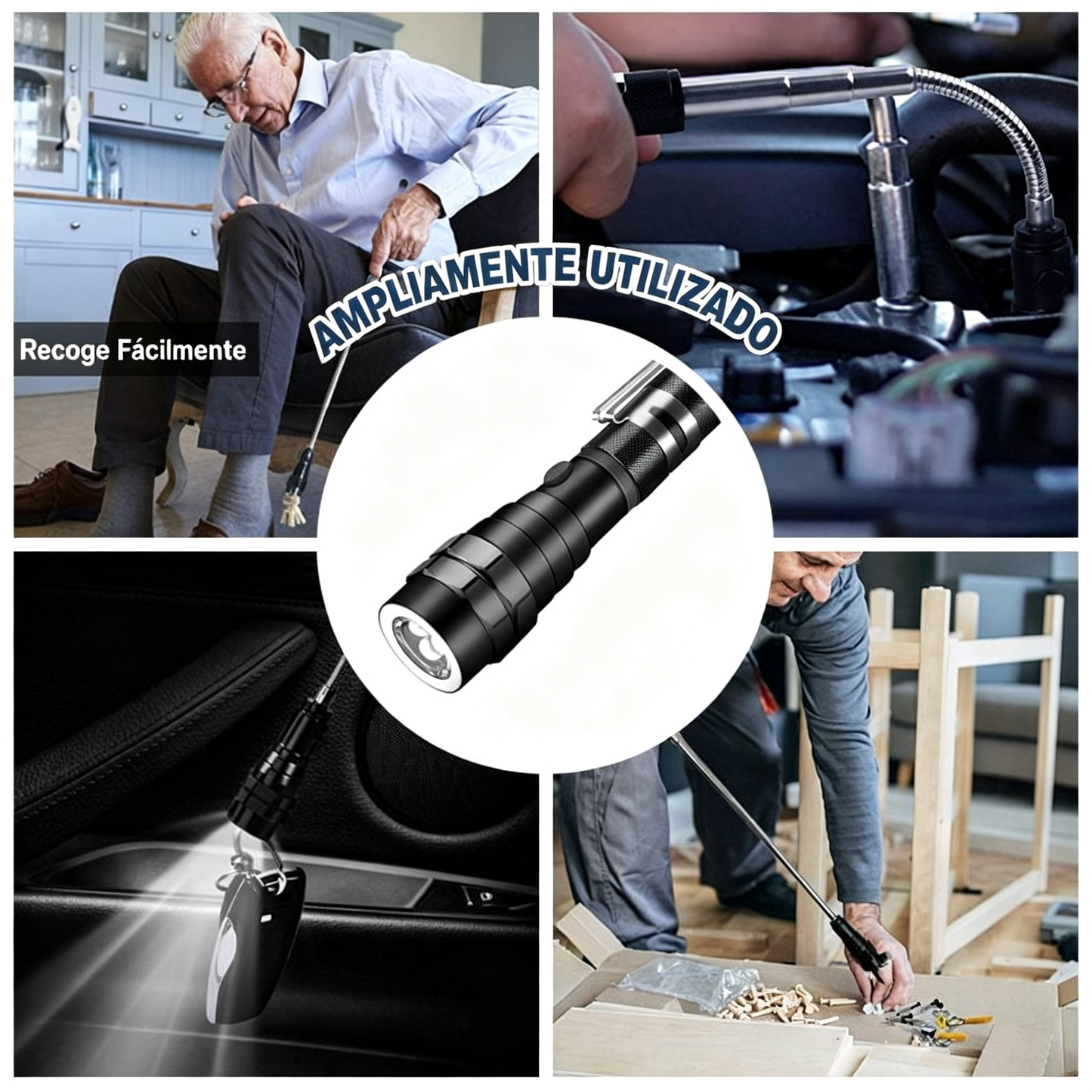 🛠🚗Mágneses autójavító rúd rugalmas teleszkópos szalaggal és LED lámpával 💡