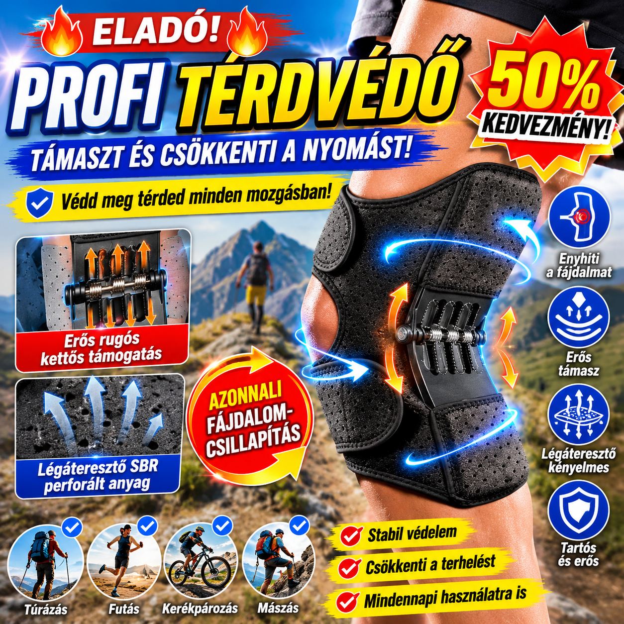 🔥🔥【Eladó】🦵Professzionális térdrögzítő – a támasztó térdrögzítő viselése tartást biztosít és csökkenti a nyomást.