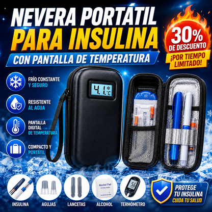 Estuche de viaje para enfriar insulina con pantalla de temperatura