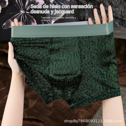 【L-4XL】Ropa interior de malla de seda helada para hombre, tallas grandes, transpirable.