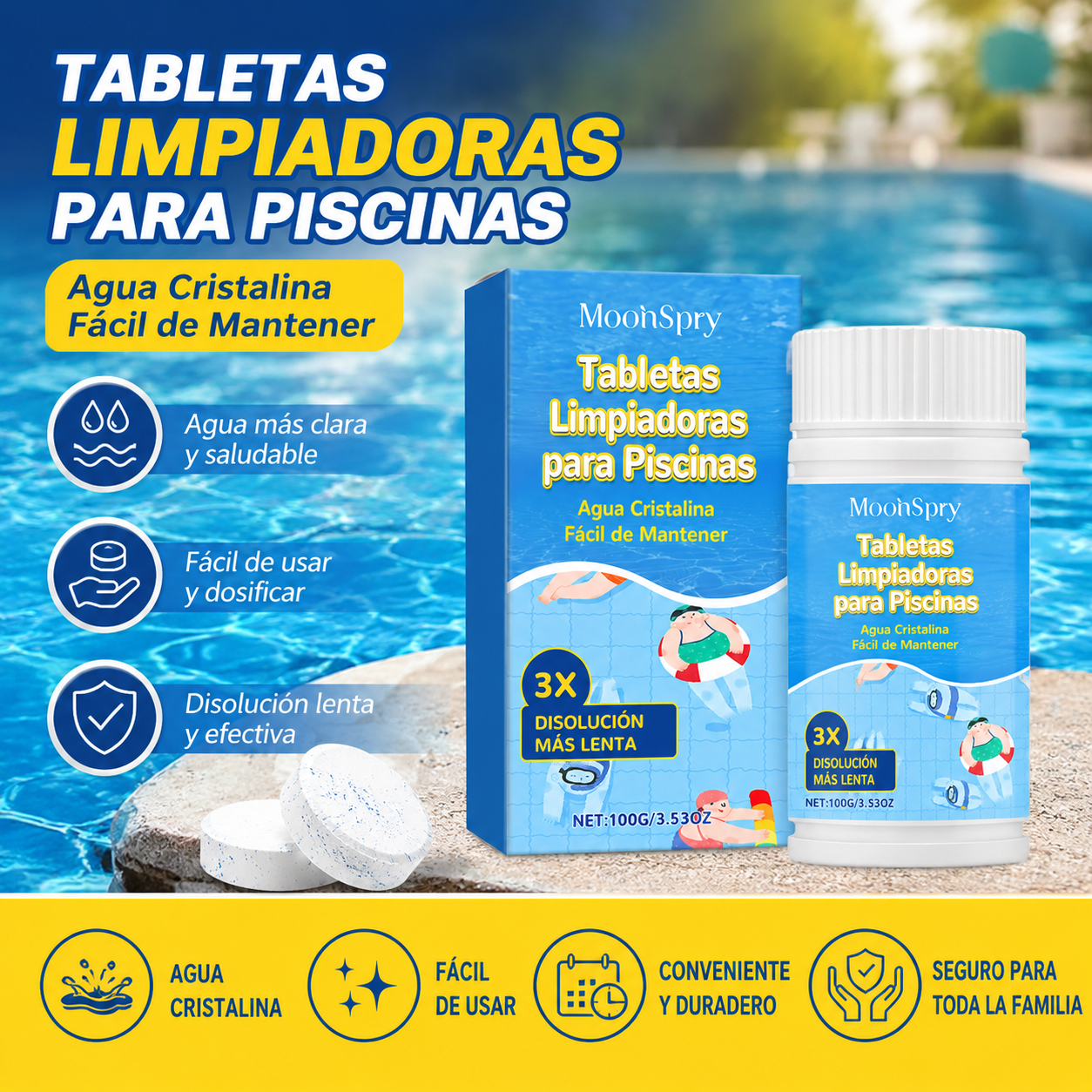 🔥Compre 1 y obtenga 1 gratis（2 botella）Pastillas efervescentes para la limpieza de piscinas