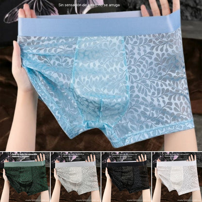 【L-4XL】Ropa interior de malla de seda helada para hombre, tallas grandes, transpirable.
