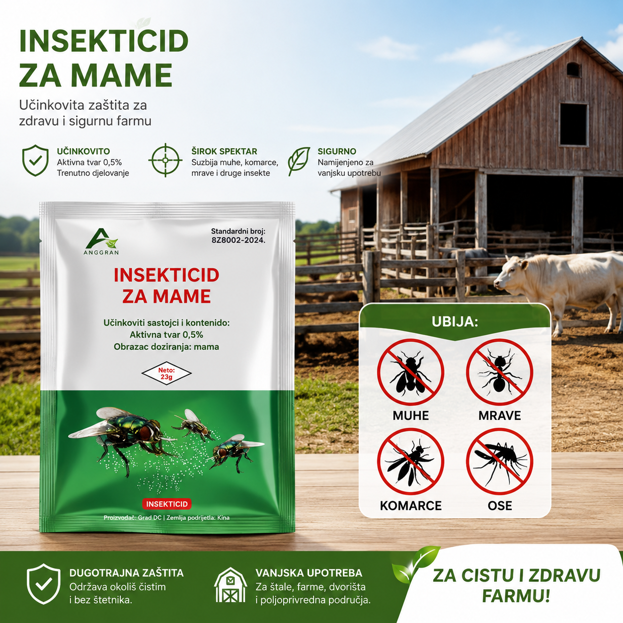 🦟【 5 vrećica za 24 €】Čarobno sredstvo protiv insekata za farme, jedno pakiranje može trajati pola godine