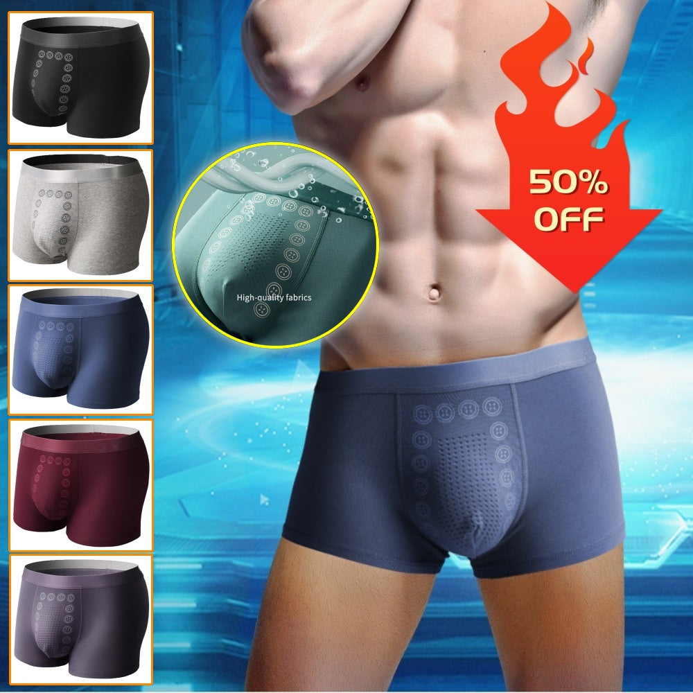 👍🩲50% kedvezmény, vegyél 1-et, kapsz 2-t【Férfi légáteresztő és antibakteriális 3 darabos boxeralsó】