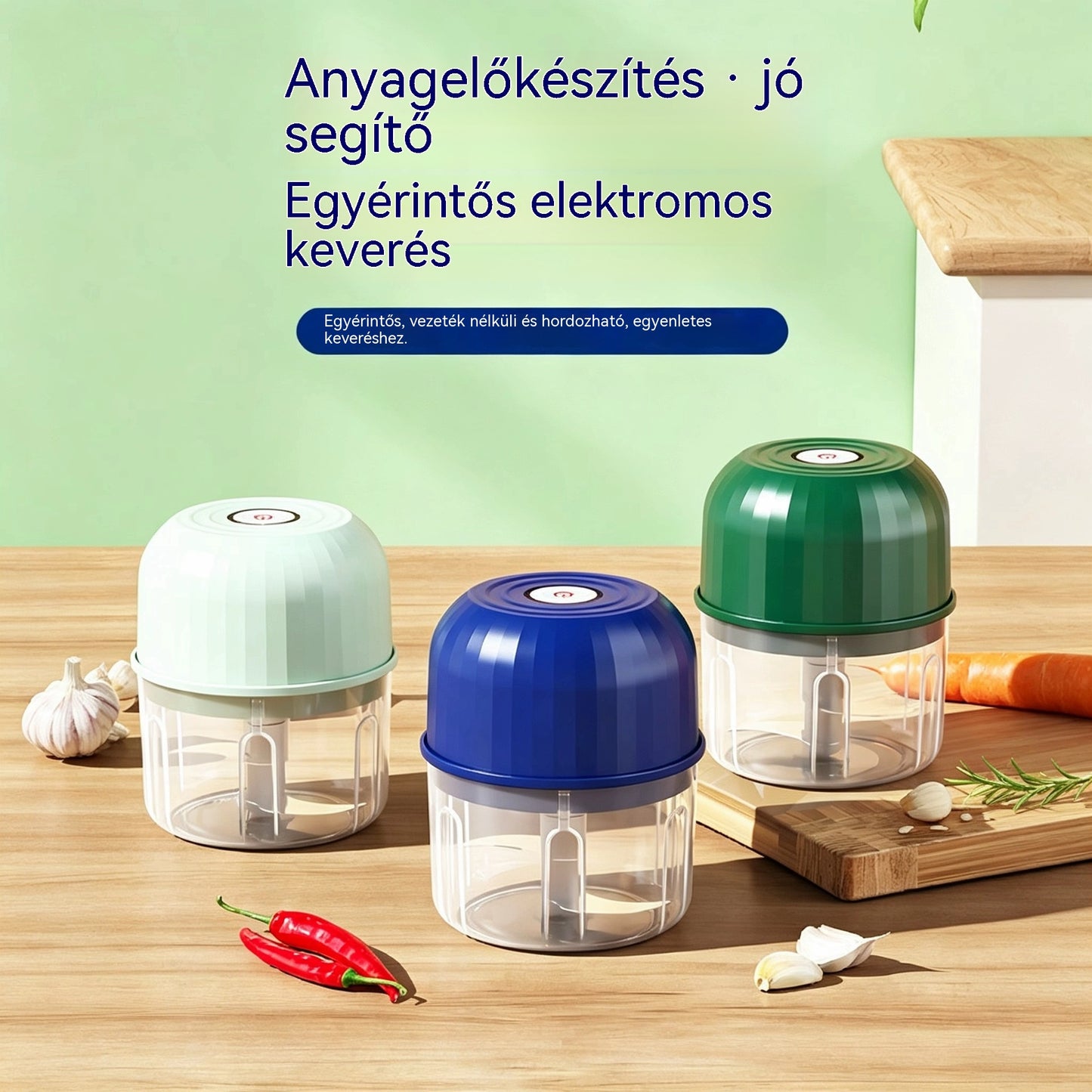 👍👍Hatékony és vezeték nélküli mini elektromos ételaprító