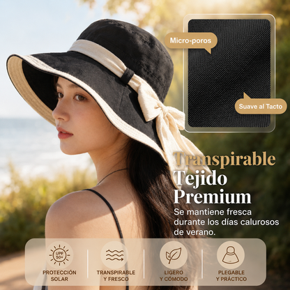 🌞📢 ¡50% de descuento! 👒 Sombrero de sol de ala ancha con lazo para mujer: ligero, transpirable y con protección UV 🌸