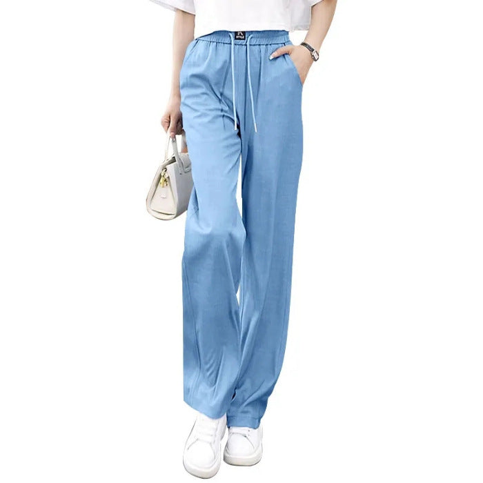 ❤️【S-3XL】Magas derekú, bő szárú jégselyem farmer
